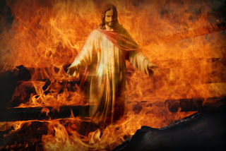 Purgatorio Infierno Jesus camina sobre el fuego